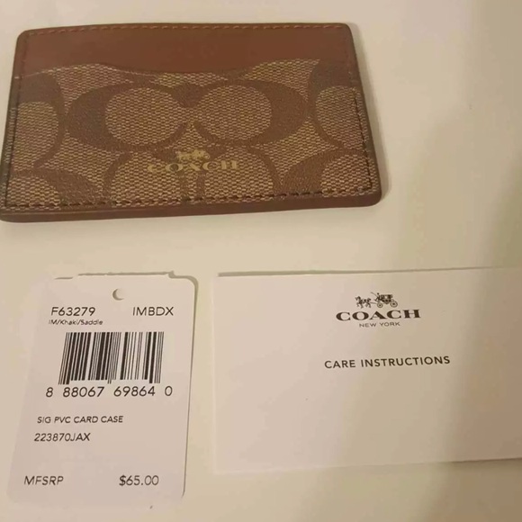 Coach Peyton Signature PVC Card Case F63279 Khaki - Picture 3 of 6